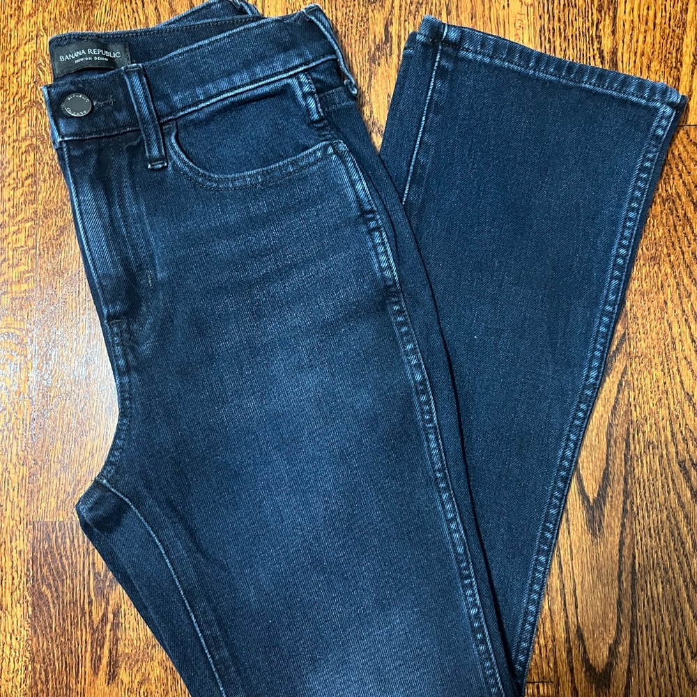 Banana Republic High Rise Cropped Boot Cut Jeans.
